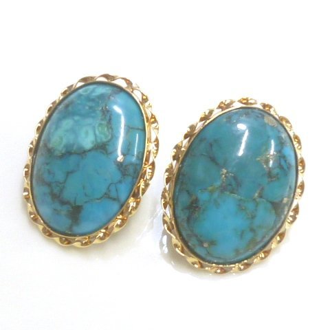 J◇K18 ターコイズ イヤリング イエローゴールド 18金 トルコ石 天然石 パワーストーン turquoise yellow gold earrings【ネコポスOK】_画像2