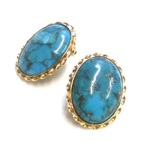 J◇K18 ターコイズ イヤリング イエローゴールド 18金 トルコ石 天然石 パワーストーン turquoise yellow gold earrings【ネコポスOK】_画像1