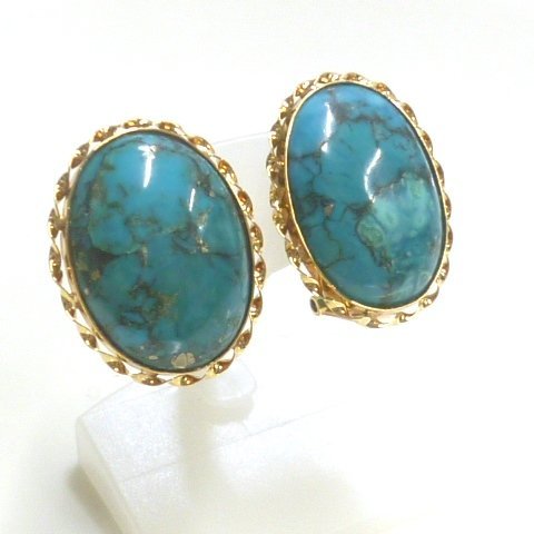 J◇K18 ターコイズ イヤリング イエローゴールド 18金 トルコ石 天然石 パワーストーン turquoise yellow gold earrings【ネコポスOK】_画像6