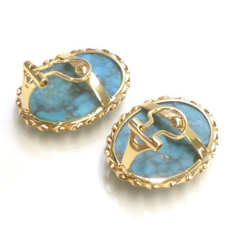 J◇K18 ターコイズ イヤリング イエローゴールド 18金 トルコ石 天然石 パワーストーン turquoise yellow gold earrings【ネコポスOK】_画像3