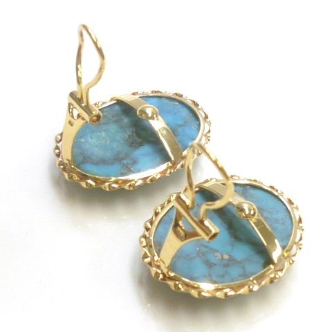 J◇K18 ターコイズ イヤリング イエローゴールド 18金 トルコ石 天然石 パワーストーン turquoise yellow gold earrings【ネコポスOK】_画像4