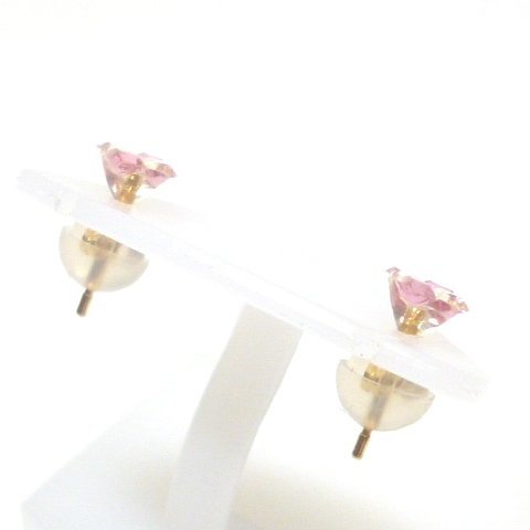 J◇K18 ストーン付 スタッドピアス イエローゴールド 18金 スクエア 四角 カジュアル 普段使い yellow gold earrings【ネコポスOK】_画像7