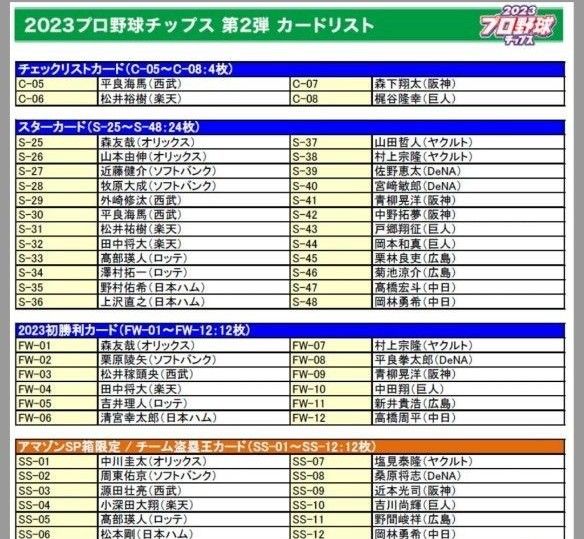 カルビープロ野球チップス2023 スペシャルボックス第2弾 2BOX｜PayPay