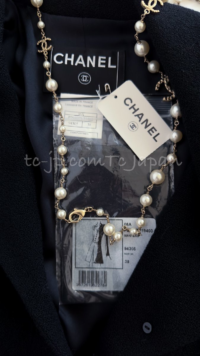 シャネル コート CHANEL 新品同様 ブラック・ウール F38(36大-38細の方へ)_画像10