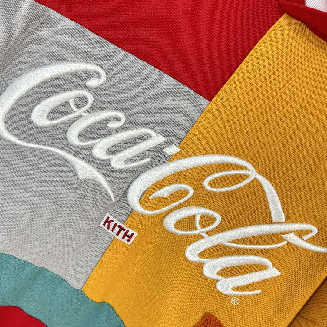 KITH × Coca Cola キス × コカコーラ センターロゴ刺繍 コラボパーカー マルチカラー 冬服 秋服 古着 プルオーバー レア パッチワーク