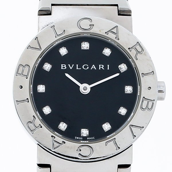 ブルガリ BB26SS ブルガリ ブルガリ 12Pダイヤモンド 黒文字盤 クオーツ レディース腕時計 #32483YR