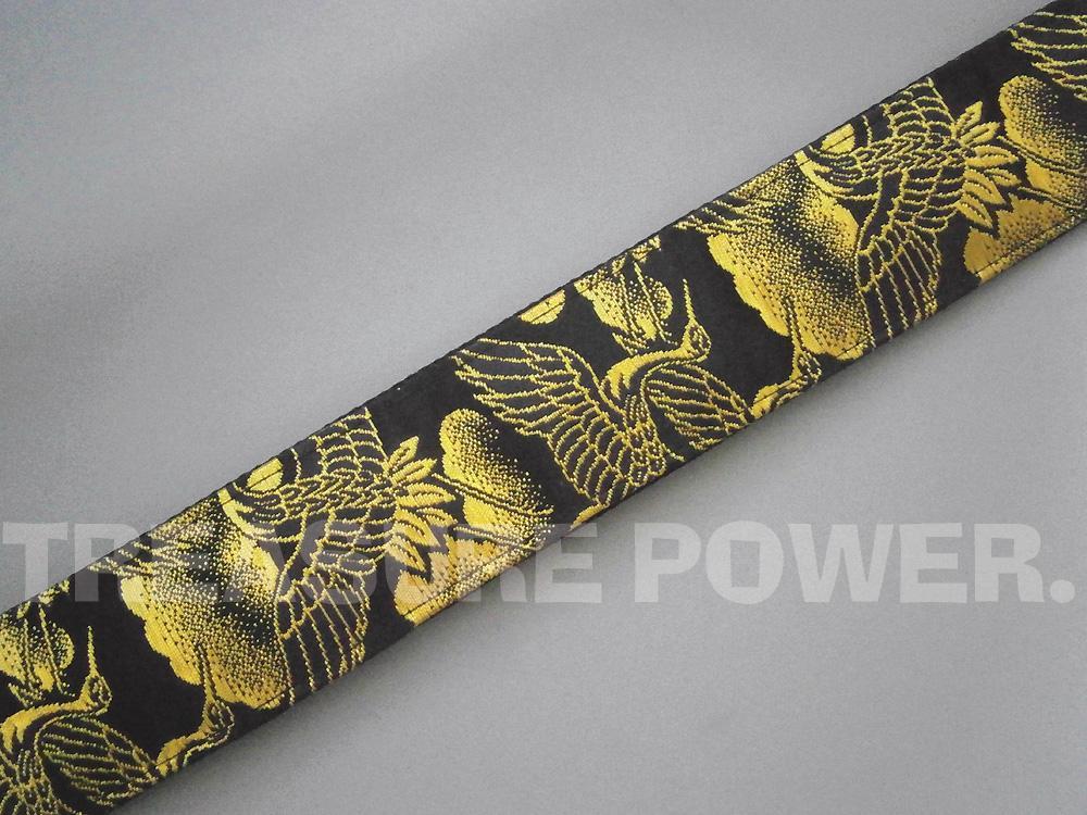 【tp】新品 京都 西陣織 和柄 ギターストラップ 鶴/濃紺 L (約95cm~157cm) 金襴生地使用 TP-STRAPS 即決有 tiny products