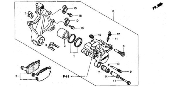 NC39 純正 リア ホイルダンパー CB400SF リヤ ハブ ダンパー SUPRE FOUR リヤ― ホイール ダンパーセット CB400 スーパーフォア .my9_NC39　F-12-1　リアキャリパー　4