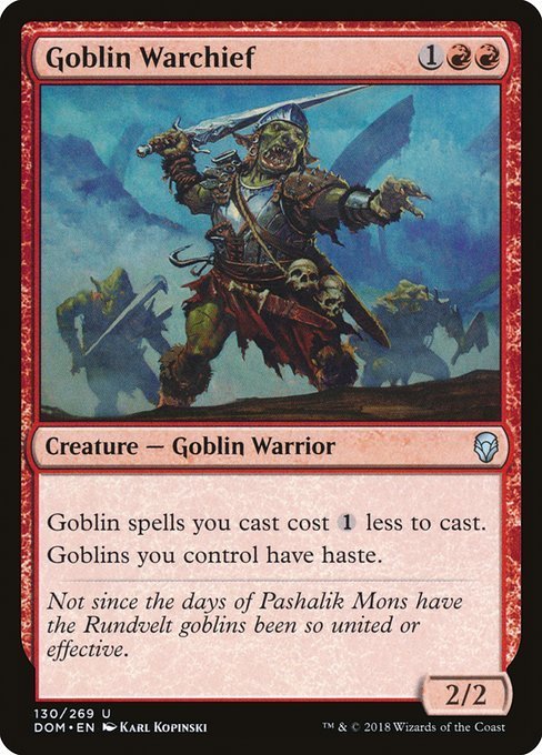 MTG ■赤/英語版■ 《ゴブリンの戦長/Goblin Warchief》ドミナリア DOM_画像1