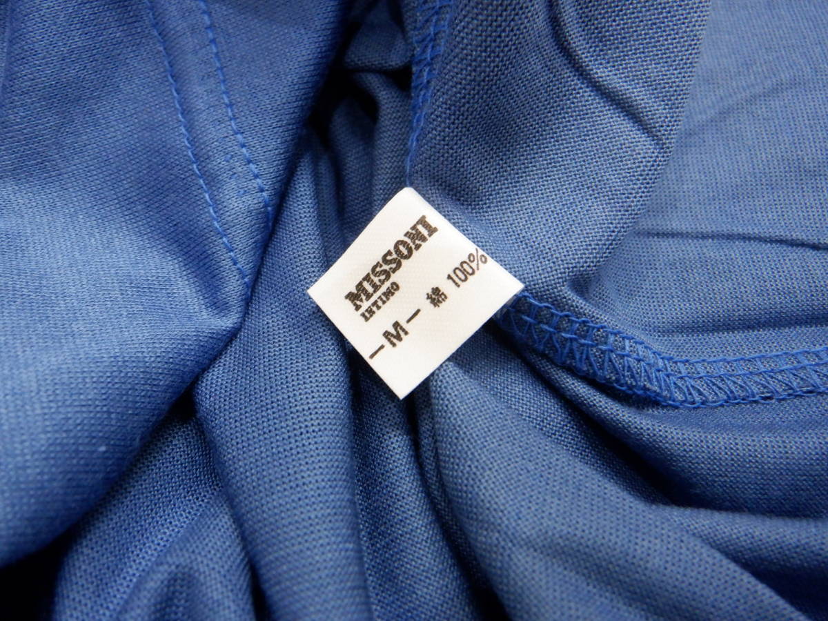 MISSONI Missoni short sleeves T-shirt [M] blue Logo print design ound-necked shirt small Japanese cedar industry ( stock ) unused 