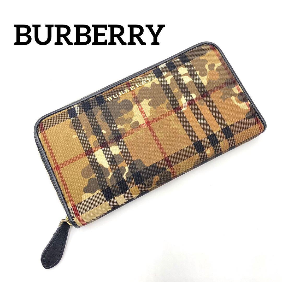 美品】 『BURBERRY』バーバリー ホースフェリーチェック 長財布