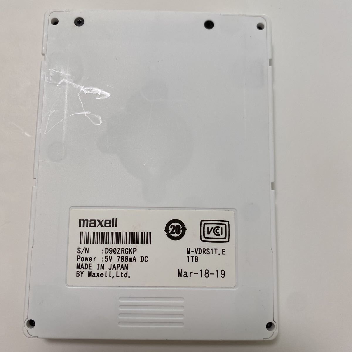 z615 maxell マクセル iVDR-S カセットHDD ハードディスク 1TB HDD 動作品-