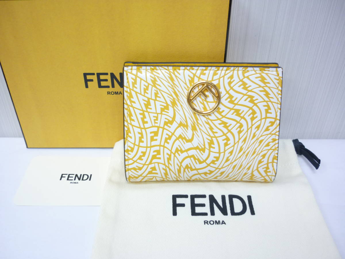 正規通販】 未使用 FENDI イエロー 8M0387 コンパクト財布 二つ折り