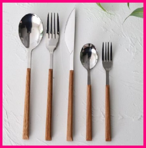 [ free shipping :kchi paul (pole) manner : stylish dinner set :3ps.@]* temperature ... exist wood grain : cutlery * Brown : spoon Fork knife 