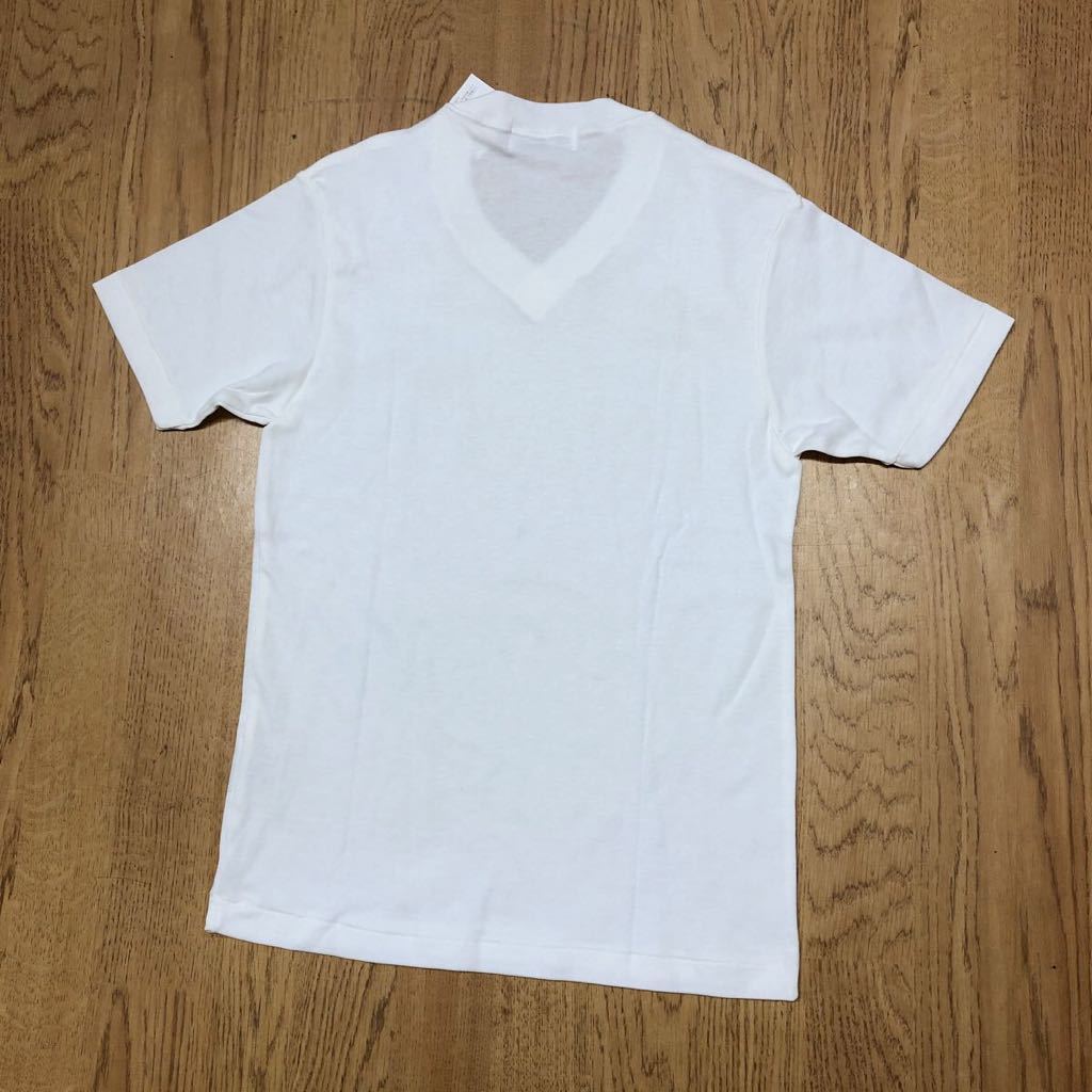【未使用】70-90's /adidas アディダス サイズ150 半袖Tシャツ トップス Ｖネック ロゴプリント 白Tシャツ ビンテージ a-2_画像5