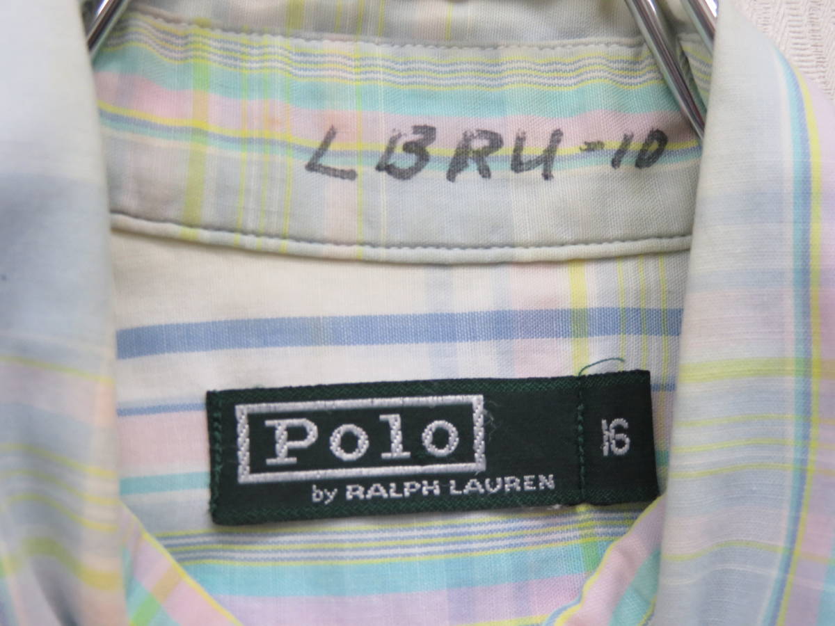 POLO RALPH LAUREN ポロ　ラルフローレン　シャツ　 パステルカラーストライプ　16　サイズ_画像5