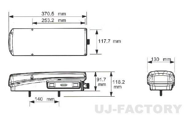 【送料無料】ECE国際認証E6取得/ベンツタイプ エレガンスB(24V)フルLEDテールランプ/流れるウィンカー★汎用タイプ/1年保証_※サイズ画像