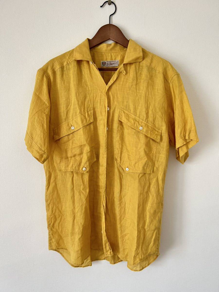 激レア　90's OLD GUCCI リネン　オープンカラーシャツ　イタリア製　半袖シャツ_画像1