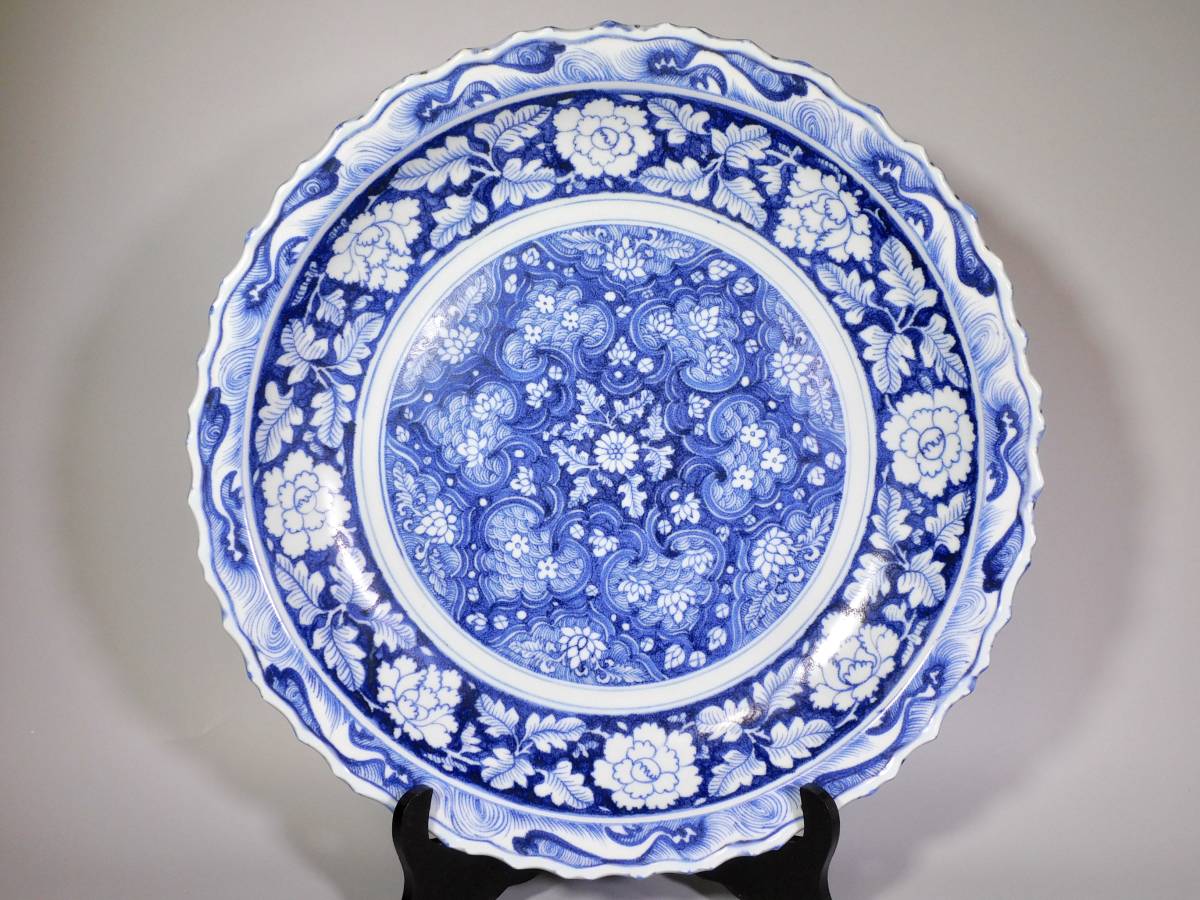 元 染付花文大皿 箱付 九州名家所蔵品 元時代-日本代購代Bid第一推介