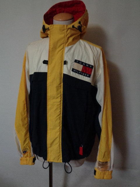 90S オールド トミーヒルフィガー   セーリングギア SAILING GEAR ナイロン フラッグロゴ パーカー ジャケット Sサイズ