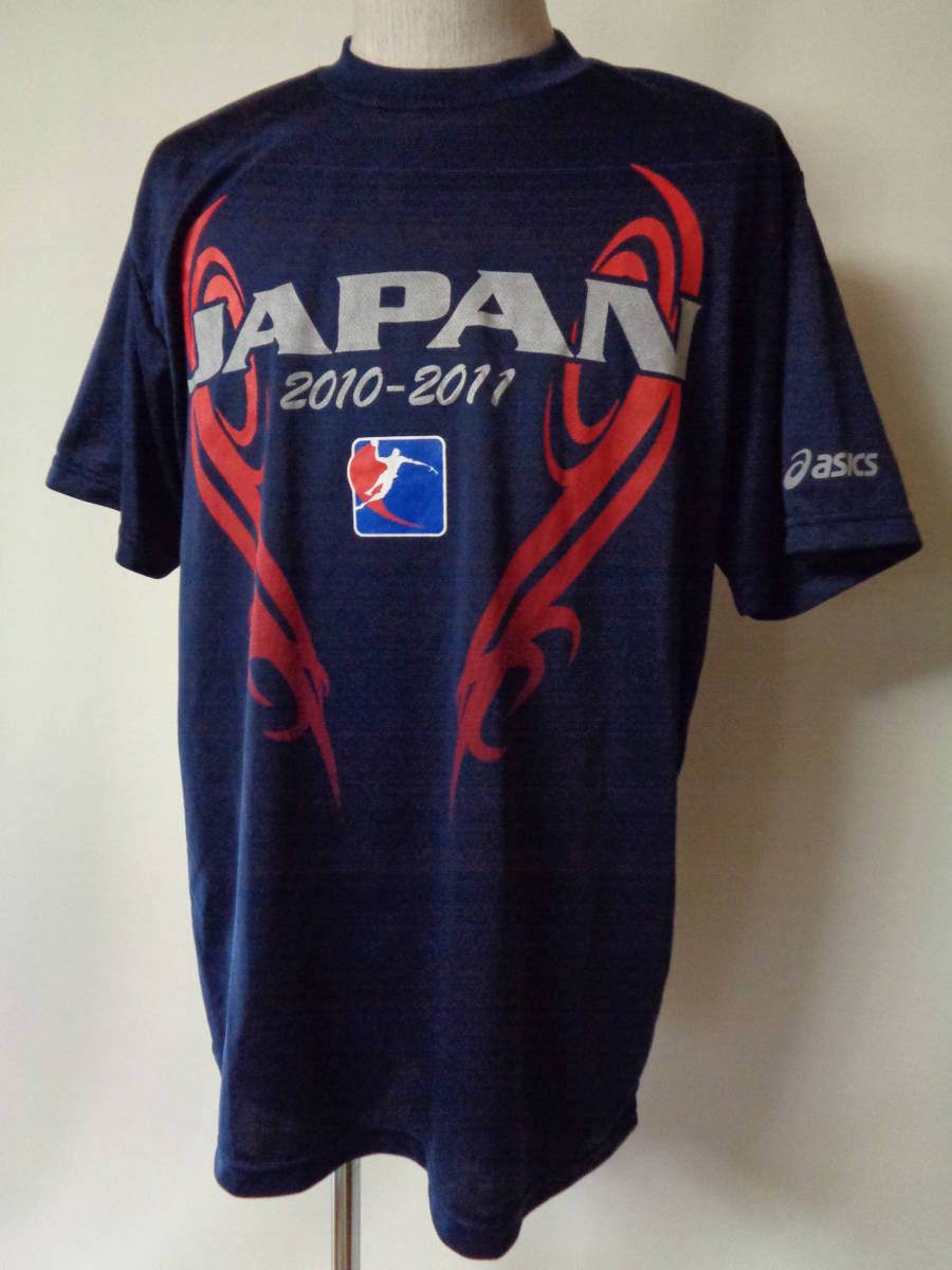  player main . handball all day today book@ representative asics Asics training tops short sleeves T-shirt Olympic . wheel sizeXO navy blue 