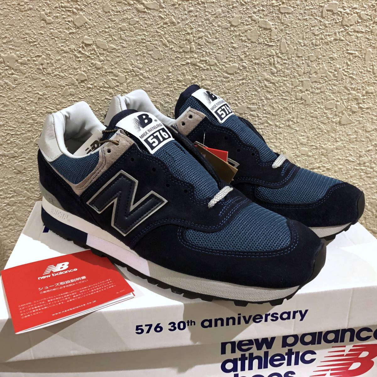 576足限定 オリジナル復刻 NEW BALANCE OM576OGN UK製 US10 28cm スエード 新品 イギリス英国製 ネイビー×グレー 紺 M576OG NB スニーカー