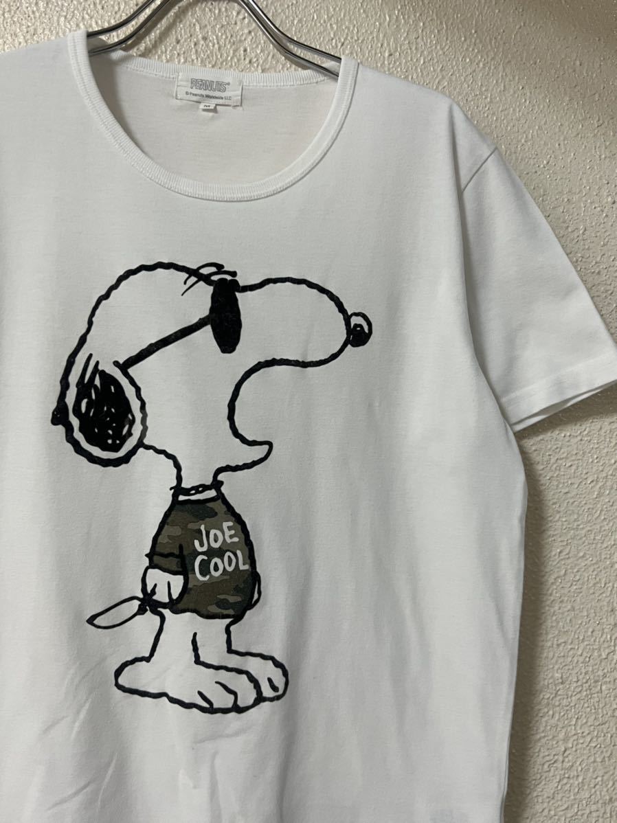 スヌーピー PEANUTS フロッキープリント バインダーネック Tシャツ の画像1