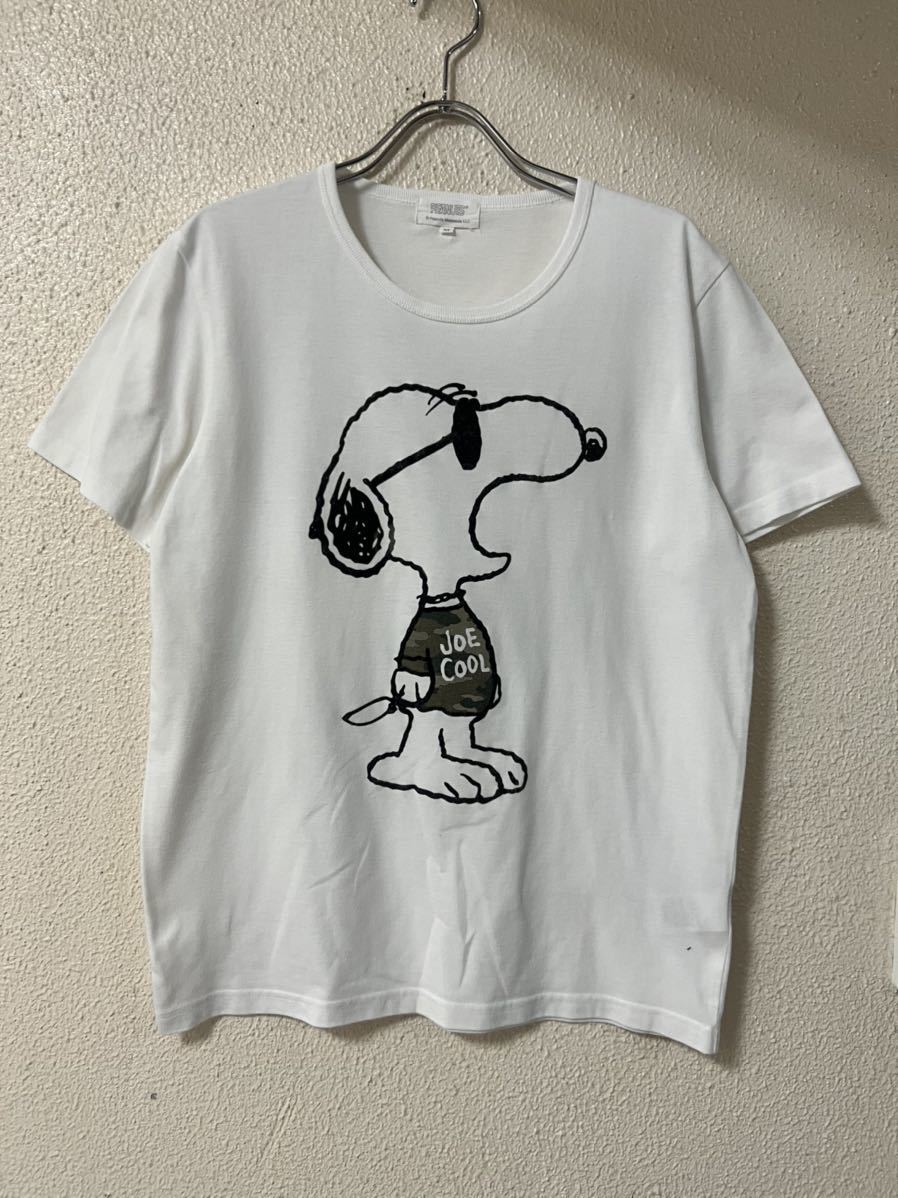 スヌーピー PEANUTS フロッキープリント バインダーネック Tシャツ の画像2