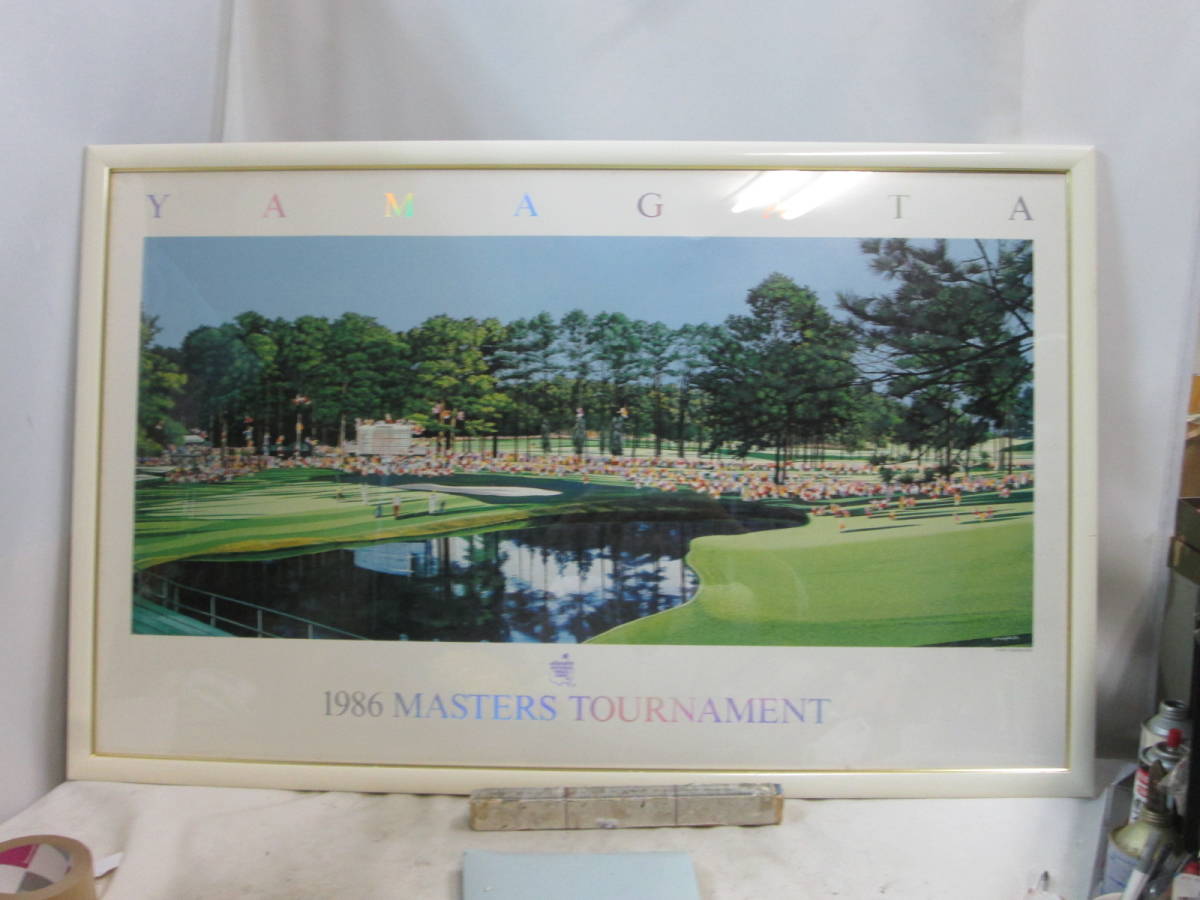 ヒロ・ヤマガタ1986 MASTERS TOURNAMENT 　10４cm×6６cm 　現状絵はきれいです２か所傷ありよくみて裏面にヨゴレか中にスコシゴミも_画像2