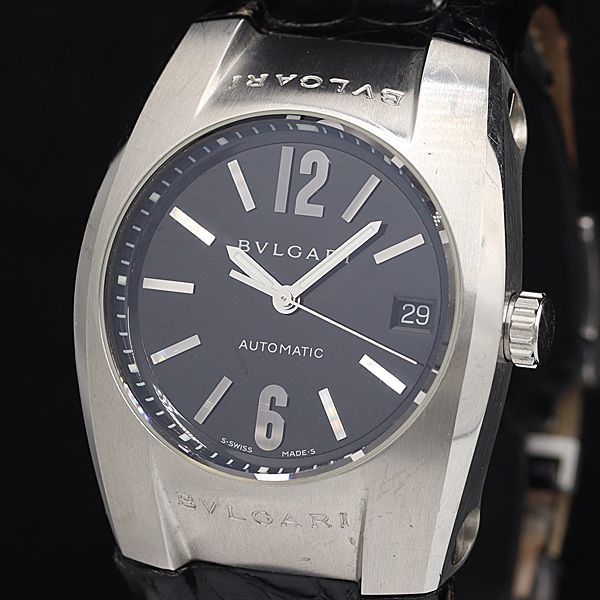 1円 稼働 良品 ブルガリ エルゴン EG35S AT/自動巻 デイト 黒文字盤 メンズ腕時計 OGH 0003400