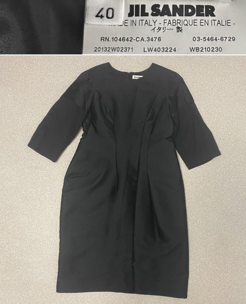 nh24/ジルサンダー 40JIL SANDER ワンピース 七分袖 黒 ブラックきれいめ美品