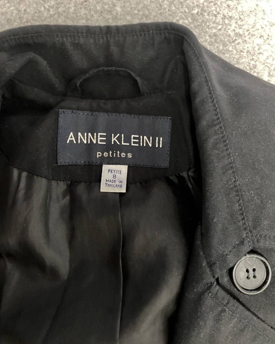 nh50/良品アンクライン(M-L相当）黒トレンチコート ANNE KLEIN II_画像3