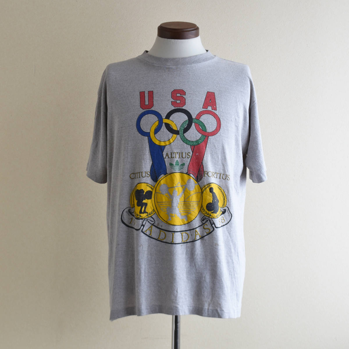 80s adidas オリンピックTシャツ MADE IN USA 表記XL 両面プリント / ビンテージ アディダス 1988年 ソウル五輪 古着 _画像2