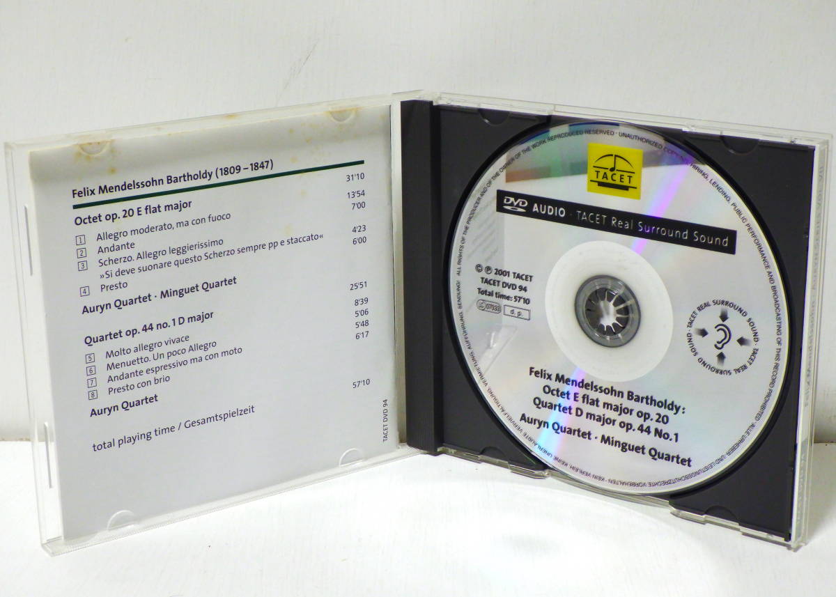 DVD AUDIO 独盤 オーリンSQ ミンゲットSQ メンデルスゾーン 八重奏曲 AURYN QUARTET MINGUET QUARTET MENDELSSSOHN OCTET TACET DVD 94_画像3