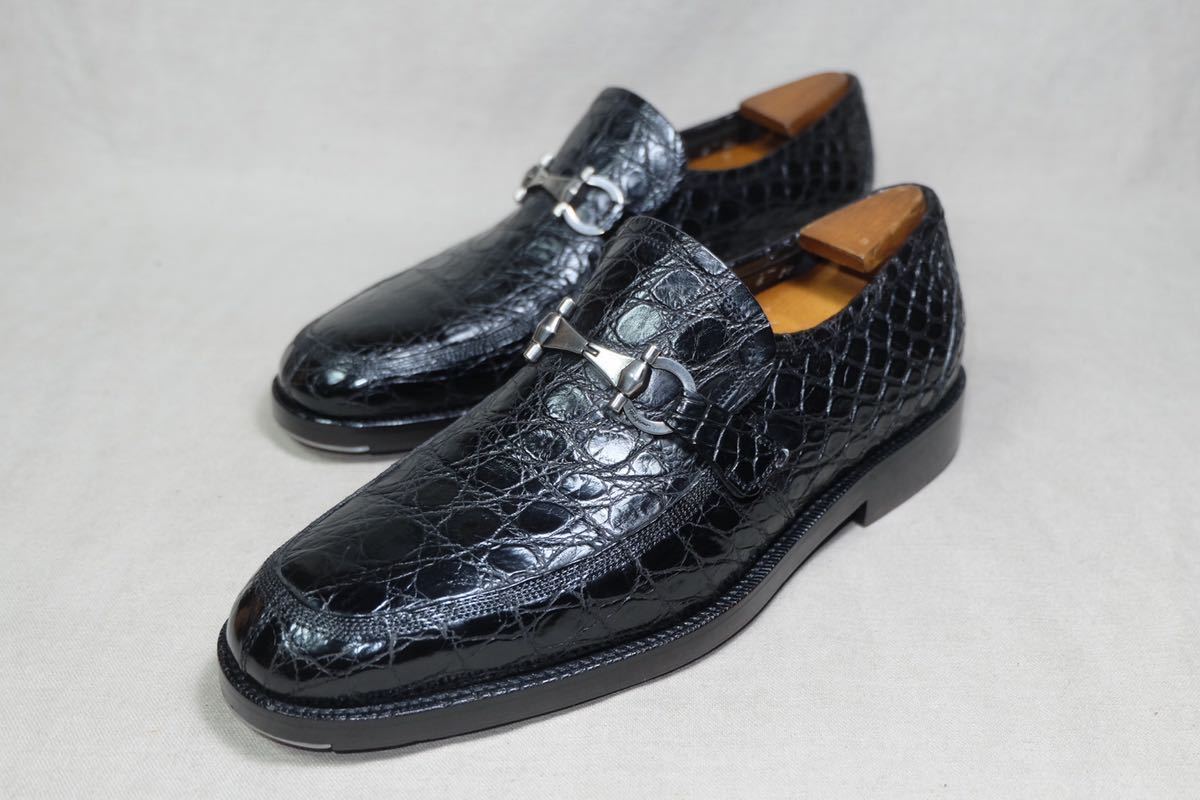  обычная цена 30 десять тысяч и больше Salvatore Ferragamo Ferragamo высший класс крокодил кожа использование прекрасный bit Loafer UK6EE Италия производства кожа обувь bi спица класс 