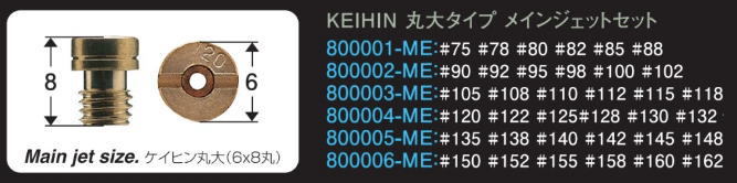 KEIHIN 丸大タイプ■＃90 ＃92 ＃95 ＃98 ＃100 ＃102 メインジェットセット■800002-ME-10 シフトアップ SHIFT UP_画像2