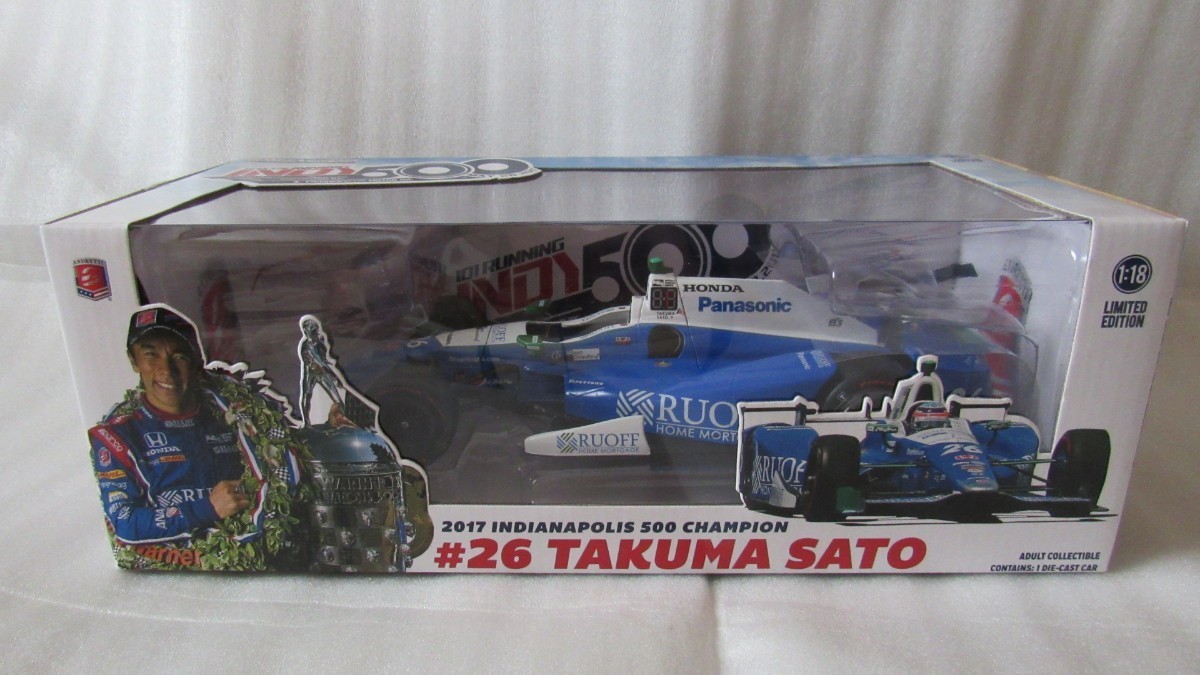 1/18 GREEN LIGHT 2017 INDY500 CHAMPION TAKUMA SATO No.26の画像2