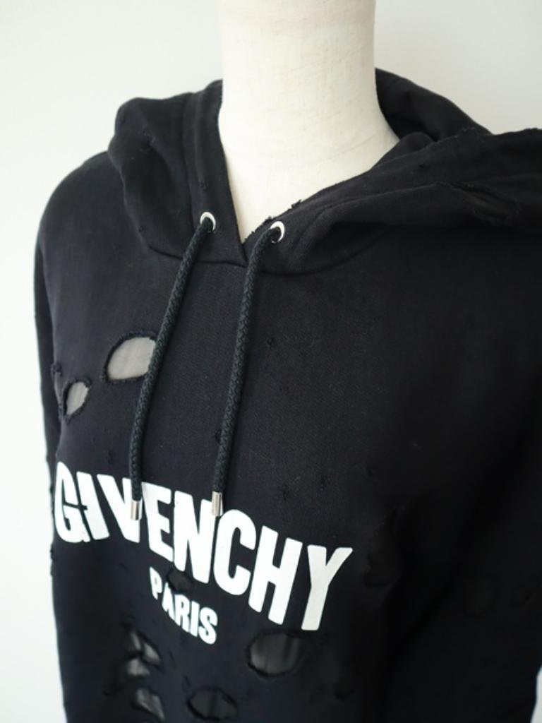 【送料込】GIVENCHY ◇ パーカー ◇ メンズ服【6427507】ジバンシィ L ブラック / 大人 カジュアル フーディー ハイブランド ロゴ ダメージ_画像6