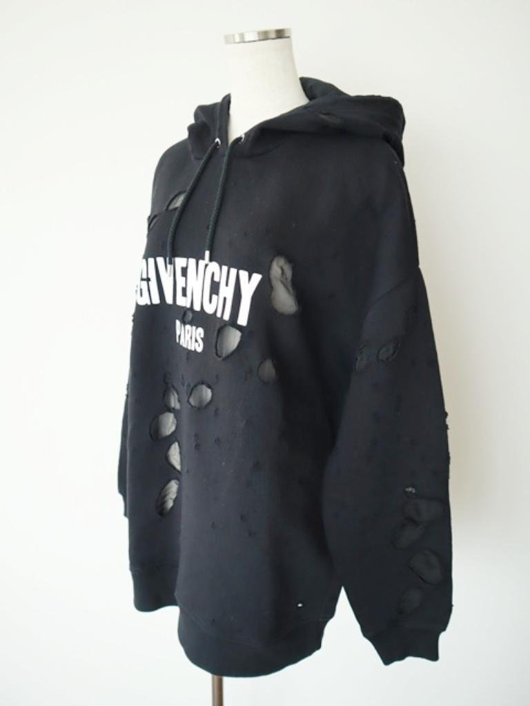 【送料込】GIVENCHY ◇ パーカー ◇ メンズ服【6427507】ジバンシィ L ブラック / 大人 カジュアル フーディー ハイブランド ロゴ ダメージ_画像3