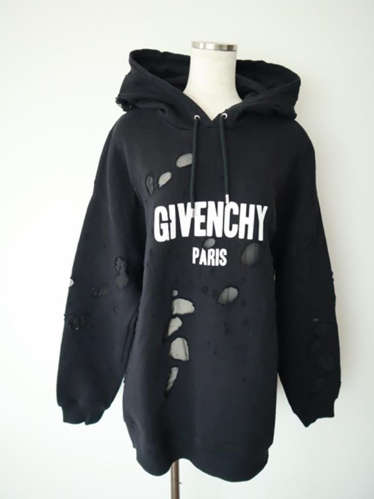 【送料込】GIVENCHY ◇ パーカー ◇ メンズ服【6427507】ジバンシィ L ブラック / 大人 カジュアル フーディー ハイブランド ロゴ ダメージ_画像1