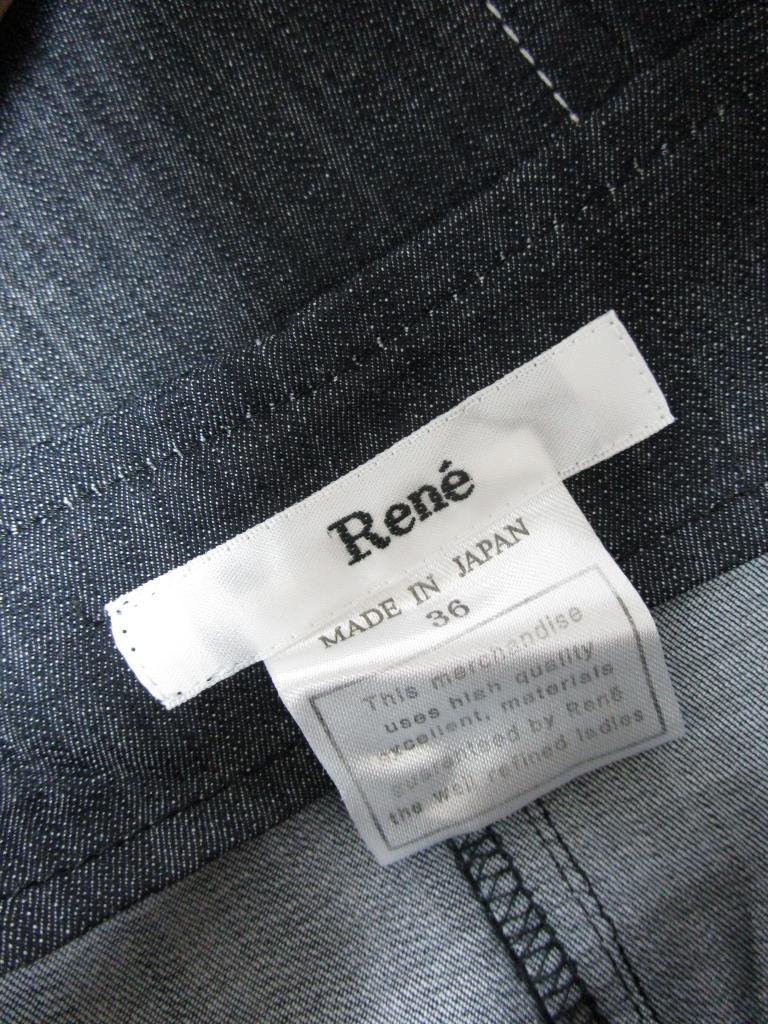 【送料込】Rene　ルネ　ワンピース　サイズ36(M相当)　紺ネイビー　綿コットン混　半袖　膝上丈くらい　日本製　大人フェミニン /n950535_画像5