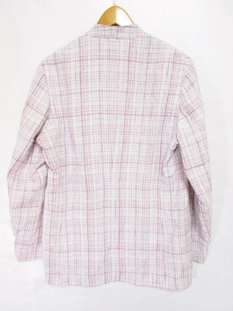 【送料込】 2023年製☆AURALEE オーラリー ジャケット ピンク×パープル×ホワイト LINEN SILK CHECK NO COLLAR JACKET size0 M/950696_画像4