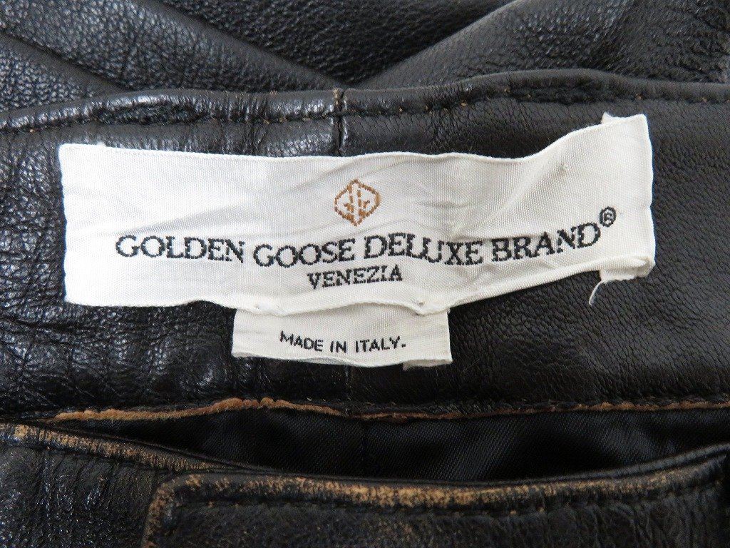 3P3562/GOLDEN GOOSE DELUXE BRAND レザーパンツ イタリア製 ゴールデングース_画像4