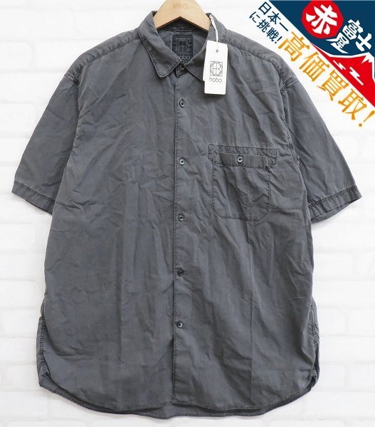 7T5770【クリックポスト対応】未使用品 HOBO ARTISAN S/S SHIRT LINEN COTTON BROAD CHARCOAL DYED HB-S3702 ホーボー 半袖ボードシャツ_画像1