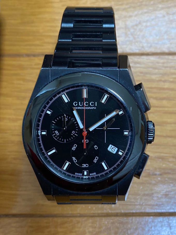 GUCCI グッチ パンテオン 115.2 クロノグラフ 黒文字盤 腕時計