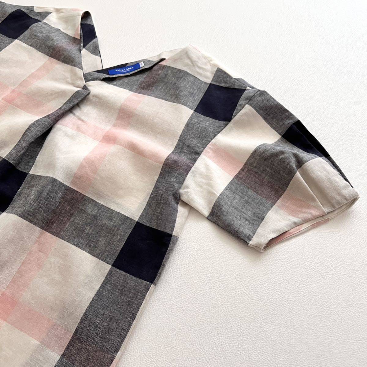 BLUE LABEL CRESTBRIDGE ブルーレーベルクレストブリッジ Burberry バーバリー ブラウス カットソー Tシャツ トップス チェック リネン