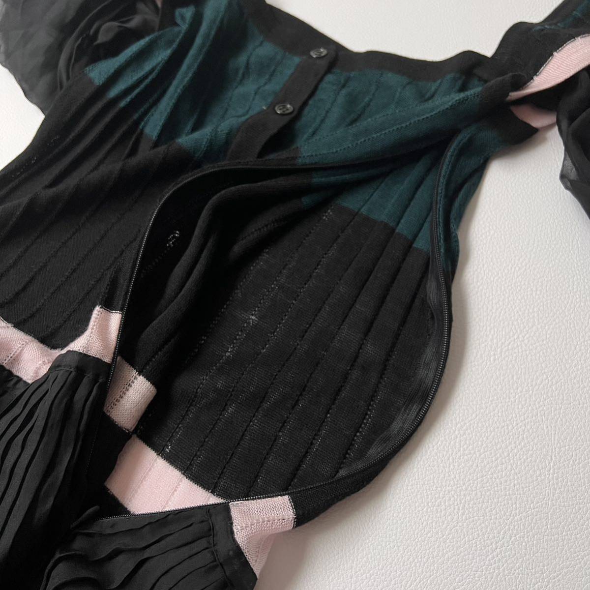 MISSONI ミッソーニ ワンピース パフスリーブ ニット レース プリーツ
