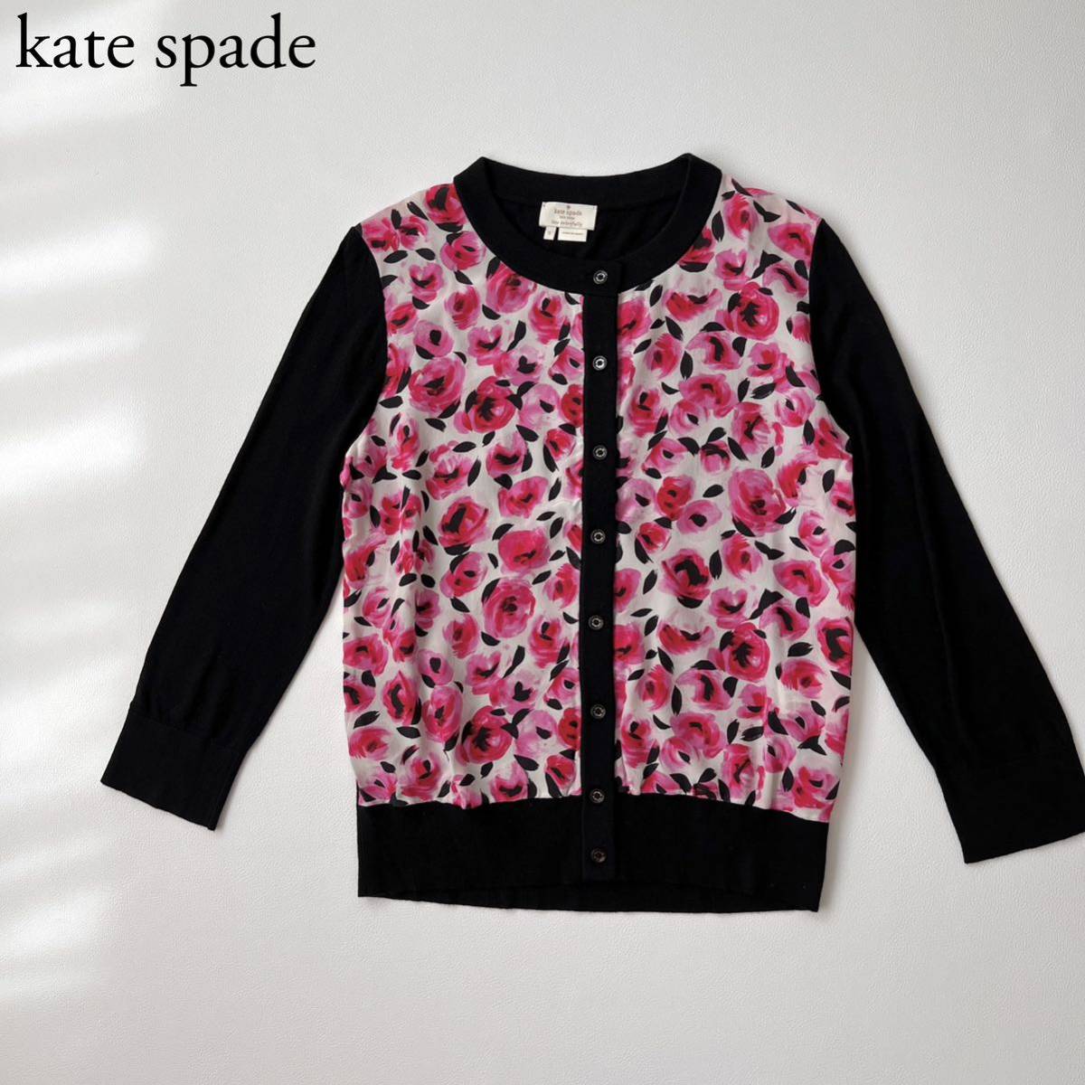 kate spade NEW YORK ケイトスペードニューヨーク ニットカーディガン ボレロ　羽織　トップス アウター　バラ柄　花柄 レディース_画像1