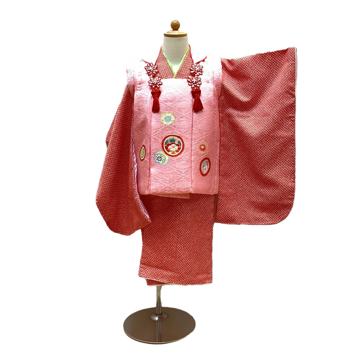 七五三 着物 ３歳 mi520t 正絹被布コート ピンク色 京友禅刺繍 日本製