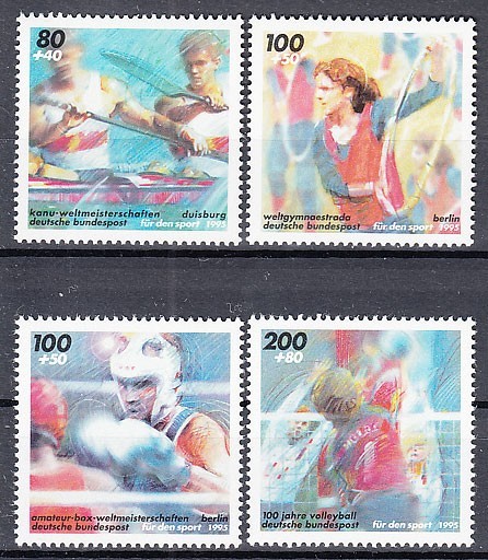 ドイツ 1995年未使用NH スポーツ/カヌー/新体操/ボクシング/バレーボール#1777-1780の画像1